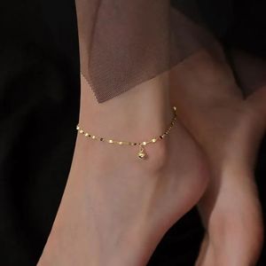 Funkelnde silberne Fußkette mit weiblichen runden Perlen, kleines und einzigartiges geometrisches Design, sexy Fußkette