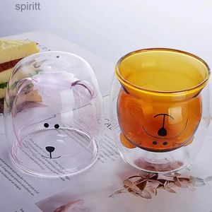 Vinglas för innovativ björnglaskopp dubbelskikt färskt mode borosilikat glas transparent vin kaffekopp för familjefester och barer YQ240105