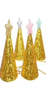 Guldglitter glänsande topphattar vuxna barn minikon hattar födelsedagsfest mössa bröllopsfirande fest dekoration po prop bakgrund 4575951