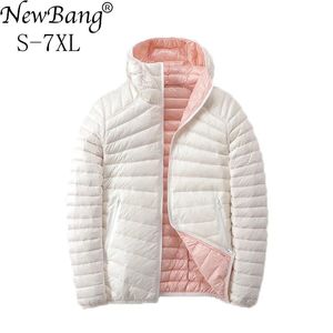 Jackets Newbang 6xl 7xl Reversible Down Coat Women Ultra Light Down Jacket Feather Jacket Women Travel Double Side Jackets Plus