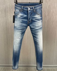Moda clássica dsq jeans hip hop rock moto masculino design casual jeans rasgados angustiado fino denim dsq2 coolguy jeans 9907 azul