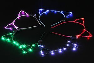 LED Cat Ear Headband Light Up Party Incandescente Copricapo Forniture Ragazza Lampeggiante Fascia per capelli per Cosplay Regali di Natale5810815