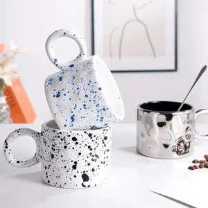 Kubki w stylu europejskim matowy ceramiczny kubek sztuka splash atrament kropka kawa urocza para kubek prezent na salon ornament naczynia biurowego