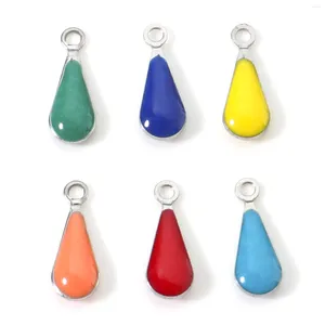 Charms 10PCs 304 Stainless Steel Double Sided Drop Enamelled Sequins Pendants For Diy Making Jewelry Necklace Findings 12x5mm