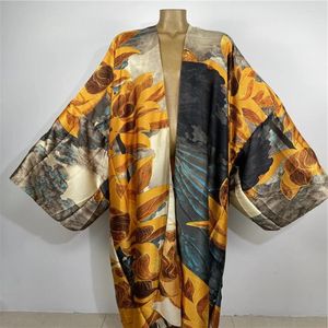 Cardigan da bagno da donna per donna Africa manica lunga Street Wear stampa estiva signora musulmana Ramadan Kimono Kuwait moda caftano