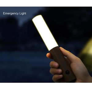 1pc Motion Sensor Night Light, Magnet Body Sensor Hallway Night Lights Rechargeable Led Light Portable Stairway Night Lights Wooden Wall Sconce Battery Powered