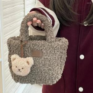 Midjepåsar harajuku plysch plånbok axelväska vintage estetik faux lamm ull flickor crossbody vinter söt mini tote kvinnor handväska