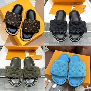 Designer Pool Pillow sandals couples slippers men women slides summer flat shoes fashion beach slippers with box 35-45