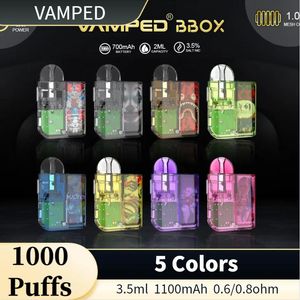 24hr Shipping Original VAMPED 6 Colors Refillable Vape E Cigarette Pod system Adjustable power 1 ohm Rechargeable