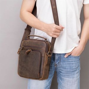 sbirds Leather Shoulder Bag Vintage Style Crossbody Books School Of Men Male Daily Messenger Crazy Horse Skin 240108