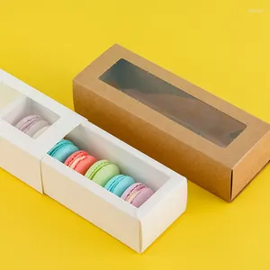 Take Out Containers 10pcs Transparent Rectangular Pvc Cake Box Macaron Packaging Baked Dessert Biscuit Party Food Western Pastry Kraft Paper