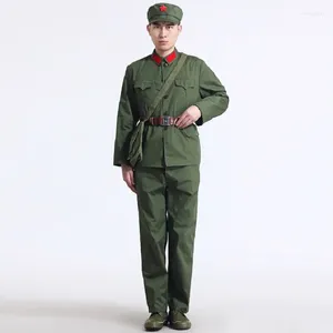 Etniska kläder Korea War China Land Force Old Army Uniform Vietnam Soldiers Suits Stage Show Nostalgia Militär kostym Röda skyddskläder