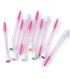 Pincéis de maquiagem para olhos, cosméticos, escova de cílios com tubo de diamante, haste de cristal descartável, transparente e independente, beleza de cílios t7397984