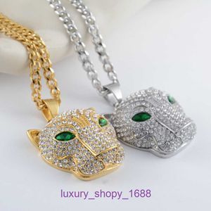 Car tires's Amulette necklace Luxury fine jewelry series leopard head titanium steel hip hop full diamond large pendant With Original Box