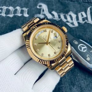 Mens Watches Designer Automatisk mekanisk rörelse dag Datum titta på guld armbandsur 41 mm stålband liv vattentäta män armbandsur