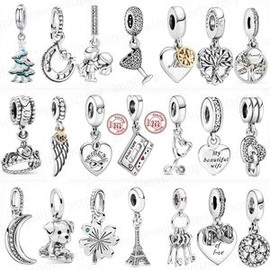 nuovo ciondolo in argento sterling 925 con ciondolo luna albero fiocco di neve corona tazza perlina adatto Pandoras braccialetti accessori gioielli fai da te