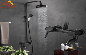 Bronze Black Shower Faucet Bathtub Shower System Rainfall Shower 3way Cold Single Handle Mixer Tap Swivel Tub Spout7061223