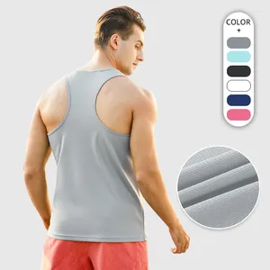 Herrtankstoppar 2 st stretch mesh racerback väst män 2024 sommar sport fitness gym löpning träning svett wicking casual pullover