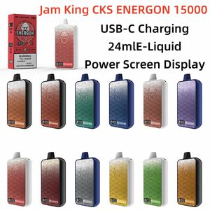 Jam King vapes CKS 15000 Puffs 12 Flavors 24ml E-Liquid Disposable E Cigarette LED Screen Display 2% 3% 5% Mesh Coil Rechargeable Vaper 650mAh Battery Puff 10000 12000