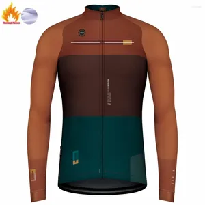 Giacche da corsa Top da bicicletta Giacca invernale termica in cashmere Lana Maglie a maniche lunghe Maglia da ciclismo da uomo Calzamaglia con bretelle da bici Road Ciclismo