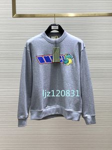 24ss Bahar Yeni Dragon Yıl Alev Erkekler Hoodie Pure Pamuk Moda Yuvarlak Boyun Uzun Kollu Sıradan Kadın Hoodie İç ve Dış Aşınma XS-L