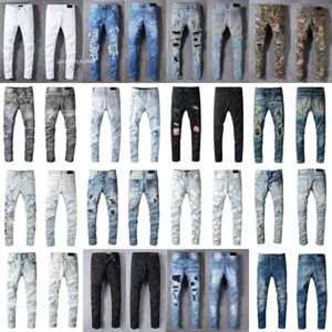 Luxurys Designer Jeans Distressed France Fashion Straight Herren Biker Loch Stretch Denim Casual Jean Herren Skinny Hosen Marke Elasticit