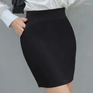 Saias Sutimine Office Lady Mini Business Saia Preta com Bolso e Shorts para Mulheres