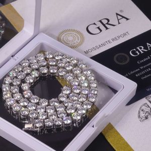 U02 Abiding Custom Jewelry Gra D VVS Real 9K 10K 14K White Gold Moissanite Tennis 체인 브레이슬릿