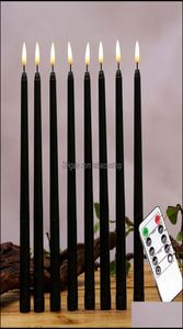 Candles Home Decor Garden Pack Of 6 Remote Halloween Taper Black Color Flameless Fake Pillar Battery With Contain Drop Delivery 208401397