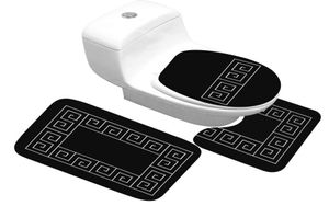 Badmatta 3 -bituppsättning Klassiskt mönster toalett täcke fotkudde nonslip absorberande badrum dörrmatta flanell mjuk badr matta matta t29277438