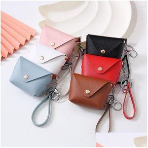 Nyckelringar Lanyards Keychains Creative Pu Leather Mini Bag Key Chains Car Rings Women Men Mti-Color Pendant Ornament Chic Fob Jewelr DHGJ9