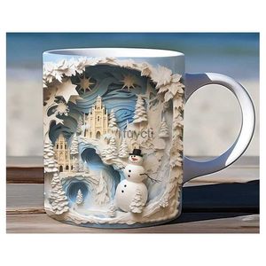 Mugs 3D Coffee Mug Creative Space Design Multi-Purpose Ceramic Mug Novelty 11Oz Coffee And Tea Mug For Women Men Durable YQ240109