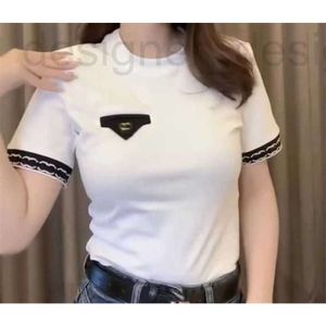 Round Graphic Advanced 2023 New France Fashion Version cc Cotton Womens Stickerei Damen Letter Neck Clothing Trendy T-Shirt Designe WNC0