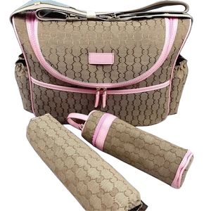 Designerska torba na pieluszkę Wodoodporną torbę dla mamy 3 zestawy pieluszki Baby Baby Zipper Brown Gram Pink Plaid Letter Wzory A15