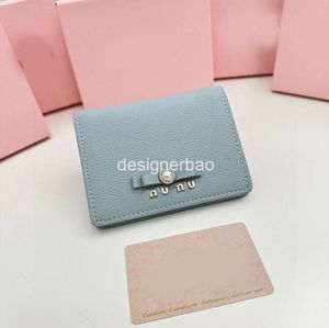 2024 Womens Bow Wallet Short Genuine Leather Purses Student Girl Heart Cute Two Fold Money Clip Card Bag Thin Portable Versatile
