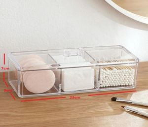 Clear Acrylic Organizer Makeup Pads Lagringshållare Cotton Swab Box Box Desktop Organiser Jewelry Case For Cosmetics6324091