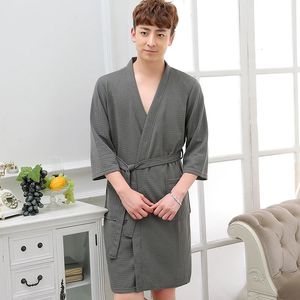 Men Waffle Bath Robe Kimono Plus Size Suck Water Towel Bathrobe Spa el Bridesmaid Dressing Gown Summer Women Sleepwear Sexy 240104