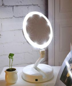 Portable LED upplyst smink spegel fåfänga kompakt smink speglar fåfänga kosmetisk spegel 10x förstoringsglas VT00052400517