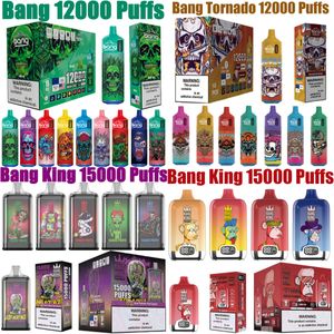 Bang Tornado King 12000 15000 затяжек одноразовые электронные сигареты Vape Puff 12k 15k 20 мл предварительно заполненный контейнер 650 мАч перезаряжаемая батарея цифровая ручка