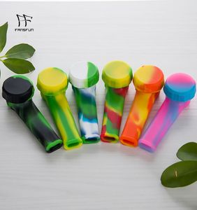 Smoking Colorful silicone hand pipe with metal bowl and silicon cap dab rig Hookah Bongs1212206