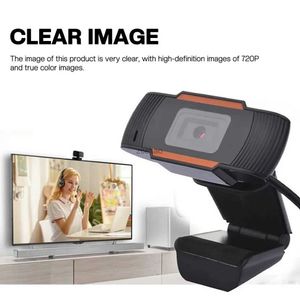 Webcams HOT 720p HD webcam with microphone rotating desktop computer webcam mini computer webcam video camera recording workL240105