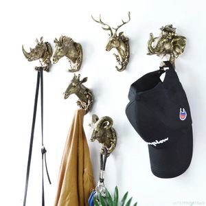 1pc Hanging Hook Animal Head Decorative Hook Deer Elephant Unicorn Rhinoceros Hanger Hook Keys Clothes Hat Wall Decoration Rack 240108