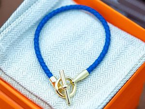 5A Charm Bracelets HM Glenan Genuine Leather Single Short Strap Bracelet in Color 12 Royal Blue For Women With Dust Bag Box Size 16-21 Fendave