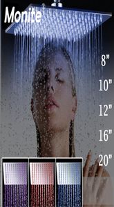 Monite 8 10 12 16 20 24 Inch LED Rain Shower Head B8136 Stainless Steel Rainfall Shower Head Bathroom Ultrathin Shower Head Y20011936220