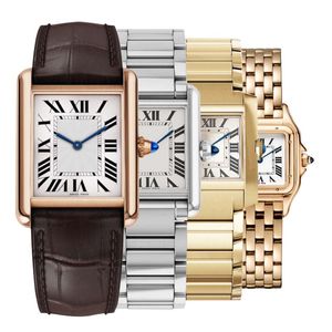 디자이너 Catier Gold Watch Panthere 여자 고급 시계 다이아몬드 탱크 시계 여성 석영 운동 패션 고품질 76vo#