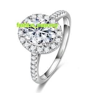 Megan atacado 925 prata esterlina 2ct anel de alta qualidade def oval branco moissanite anéis de diamante jóias vintage para mulheres