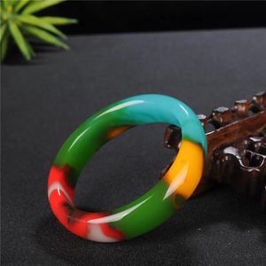 Bangles Natural Chinese Colorful Handcarved Jade Bracelet Fashion Wide Fine Women Jewelry Jade Bracelet Gift Accessories