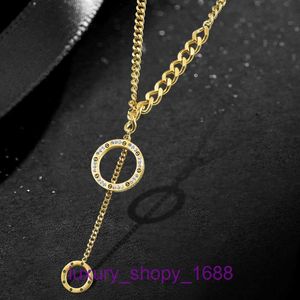 Pendant Necklace Car tires's Collar Designer Jewelry Korean Geometric Double Layer Edition Gold Circle with Versatile Metal Style With Original Box