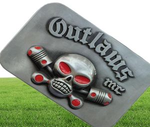 Outlaws Skull MC Motorcycle Club Belt Buckle SWBY509 مناسبة لحزام عرض 4 سم مع Stock1087943