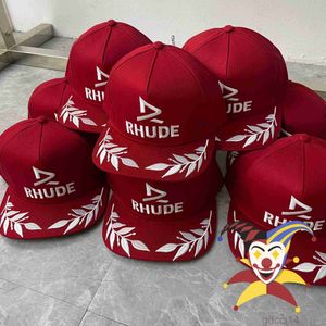 Czerwony haft rhude baseball czapka mężczyzn Kobiet najlepsza wersja kapelusz regulowany filtr przeciwsłoneczny z tagami qyyn J72V 3TMPXL1N XL1N
